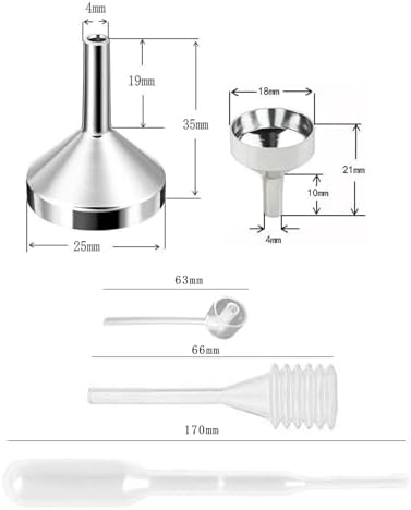 MUNSKT 10 Pièces Petit Entonnoir en Aluminium, Compte-gouttes en Plastique, Distributeur en Plastique pour le Remplissage de Bouteilles d'Huile Essentielle, de Poudre Pailletée,d'Artisanat et de Sable – Image 2