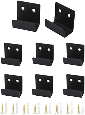 QWORK® 8 Pièces Crochets Mural Robustes avec Vis, Support Robuste en Acier Inoxydable pour Afficher les Carreaux de Céramique, Cadres Photo, Miroir, Noir, 20 mm Largeur Intérieure