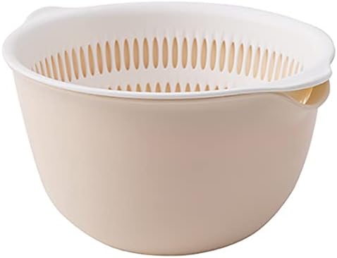 Youka Panier de vidange pour passoire de cuisine, ensemble de bols de passoire 2 en 1, double couche en plastique PP sans BPA détachable pour laver les légumes et les fruits – Image 13