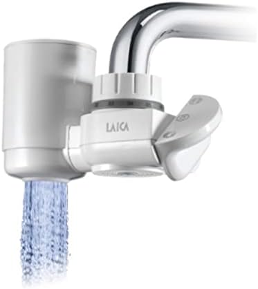 Laica RK50A Venise Système de filtration d'eau pour robinet, adaptateurs inclus, eau filtrée de qualité, jusqu'à 900 L, comprend 1 filtre à eau HYDROSMART + bouteille en acier inoxydable de 0,5 l