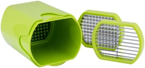 LS Kitchen - Coupe Frite/Legumes Manuel - Livré avec 3 Grilles de Coupe - Découpage des Pommes de Terre Grâce, Coupe Légumes Antidérapant pour Faire des Bâtonnets - Acier Inoxydable et ABS - Vert – Image 4