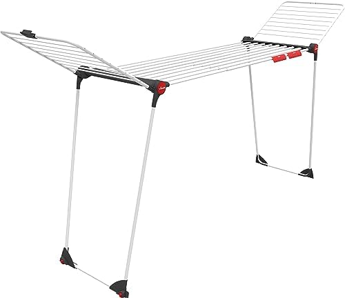 Vileda Infinity Flex Plus Grand Etendoir à Linge - Extensible jusqu'à 2 m - capacité 30 m - Ailes Hautes - Deux Accessoires Porte-Chaussettes - Protégé par Un Emballage en Carton - 2XL