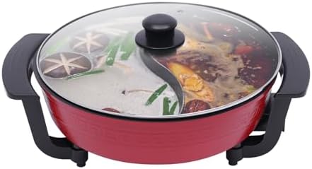 1300W Appareil Fondue Chinoise,6L de Grande Capacité Poêle Antiadhésive,Double Hot Pot,Température Réglable Hot Pot Electrique,220V,Pour la Maison, la Cuisine et les Fêtes