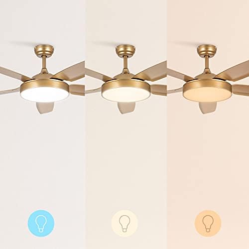 CREATE / WINDFLAT/Ventilateur de plafond avec lumière, Wifi et télécommande, or / 40W, Silencieux, Ø132 cm, 6 vitesses, minuterie 1 à 4h, été-hiver, double hauteur, moteur DC – Image 7