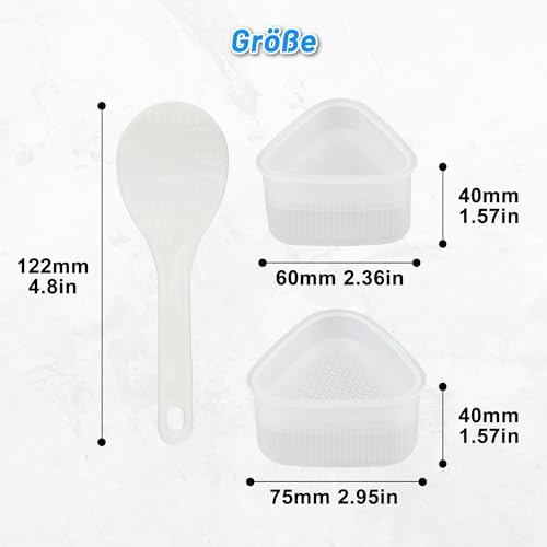 TEKONDA Onigiri Lot de 4 moules à sushis avec cuillère Triangle de riz Onigiri Maker Moule à boulettes de riz pour sushis, restaurants, restaurants familiaux, pique-niques, fabrication de sushis – Image 2