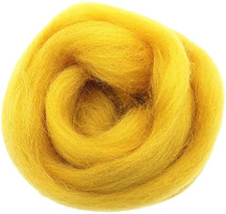 SM SunniMix Laine Cardée à Feutrer, Kit Feutrage Aiguille DIY Peluches Cadeau pour Enfant, Jaune foncé – Image 6