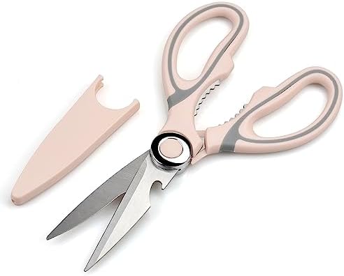 Ciseaux Cuisine, Ciseaux Cuisine Robustes, Professionnel Acier Inoxydable Ciseaux,Multiusage Ciseaux avec Couvercle pour Poulet Poisson Légumes et BBQ, Décapsul (Blanc & Rouge) – Image 15