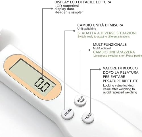 IPEA Balance à Cuillère Numérique pour Mesurer le Poids des Aliments en Cuisine - Précision de 1 g à 500 g - Balance électronique avec Affichage - Doseur pour Peser et Doser de Petites Quantités – Image 5