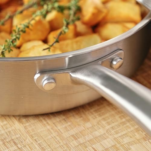 KAMBERG - Sauteuse Ø28 cm en Acier Inoxydable 18/10 Triply - Sans PFAS - Couvercle inclus - Tous feux dont induction et four - 0008279, Gris – Image 6