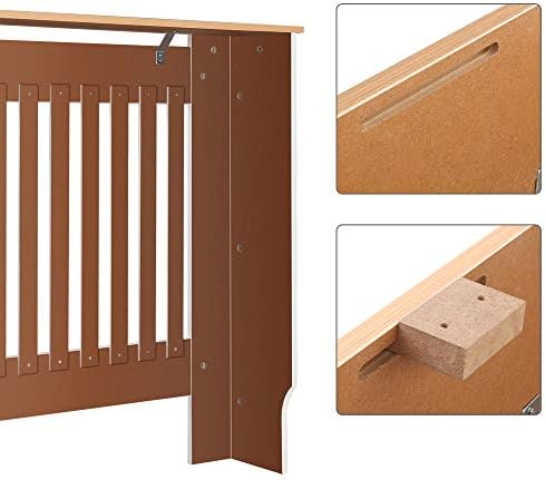 Alightup Couvercle de Radiateur Cache Radiateur Bois Couvre Radiateur Armoire MDF Peinte Lattes Grille étagère Supérieure en Bois Moyenne pour Living Room Bedroom 106 x 17 x 80.5 cm – Image 6