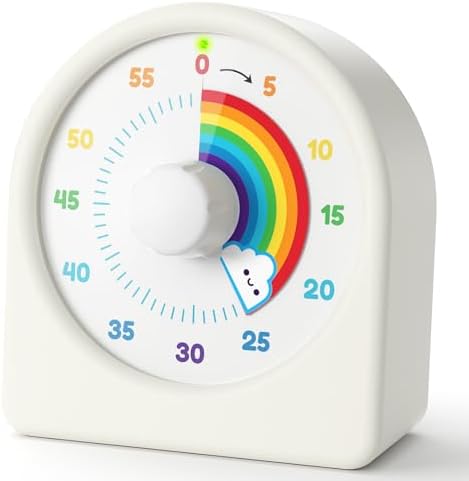 LIORQUE Minuteur Visuel Enfant Rechargeable avec Fonction Pause, Support Sonore et Muet, Timer Enfant avec Boîtier en Silicone, Convient aux Cuisine, Salle de Classe, Réunions - Blanc – Image 8