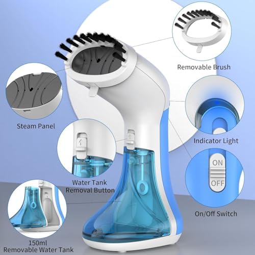 Midmoon Défroisseur Vapeur Vertical, Fer à Repasser Portable 1000W 150ml Voyage Vapeur Steamer, 30S Réchauffage Rapide Défroisseur pour La Maison, Le Bureau (White) – Image 7