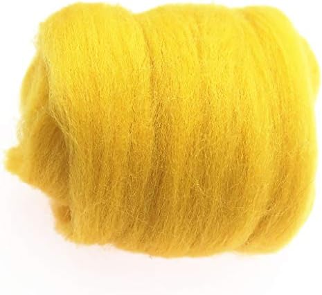 SM SunniMix Laine Cardée à Feutrer, Kit Feutrage Aiguille DIY Peluches Cadeau pour Enfant, Jaune foncé – Image 5