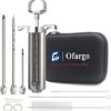 Ofargo Seringue Alimentaire, injecteur de Marinade avec 3 Aiguilles, seringue Viande pour Boeuf, Poulet, pâtisseries, BBQ; seringue à Marinade capacité de 60 ML/2 oz