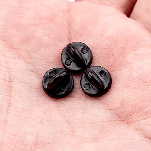 AIEX 100 Pièces Fermoir Papillon Pins Caoutchouc Pin's Fermoir Embrayage pour Épinglettes Fabrication de Bijoux Chapeaux Insignes Uniforme (Noir 11.5mm Diamètre) – Image 3