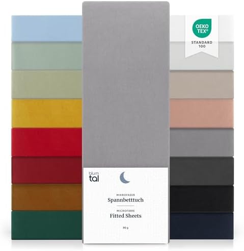 Blumtal Drap Housse 160 x 200 cm en Microfibre - Drap Housse 160x200 cm certifié Oeko-TEX - Housse Matelas 160x200 - Housse de Matelas 160x200 - Drap House 160 x200 - Drap-Housse 160x200 cm Gris