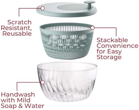 Guzzini - Kitchen Active Design, Spin&Store, Centrifugeuse à Salade avec Couvercle - Olive Green, 26 cm - 170900175 – Image 5