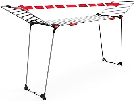 Vileda Infinity Flex Plus Grand Etendoir à Linge - Extensible jusqu'à 2 m - capacité 30 m - Ailes Hautes - Deux Accessoires Porte-Chaussettes - Protégé par Un Emballage en Carton - 2XL – Image 3