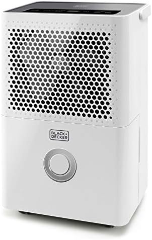 BLACK+DECKER BXDH12E - Déshumidificateur 12L, Jusqu'à 25m2, Fonction séchage, 2 vitesses, 1,8L, Programmable 24h/24, Réfrigérant écologique R290, Poignée de transport, Filtre amovible et lavable
