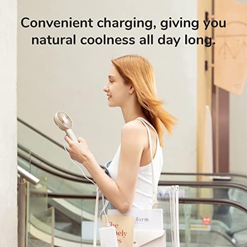 JISULIFE Mini ventilateur portatif, portable et petit avec 3 vitesses, batterie rechargeable USB, fonctionne pour l'extérieur, les voyages, les concerts, les cadeaux pour femmes et hommes - Marron – Image 6