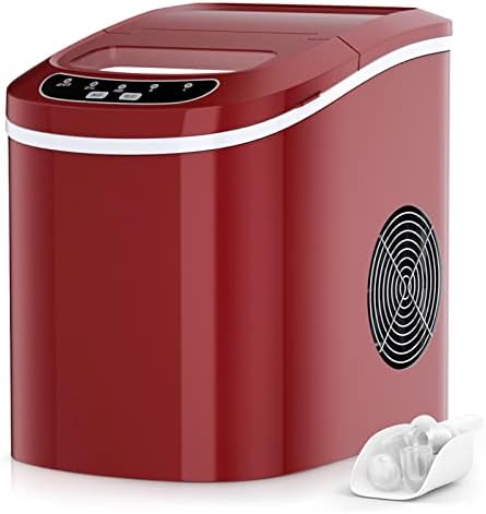 RELAX4LIFE Machine à Glaçons Autonettoyante 12KG par Jour, 9 Glaçons en 6-13 Mins,Réservoir 2.2 L pour Bureau Cuisine Bar, 24,2x35,8x32,5CM(Rouge) – Image 9