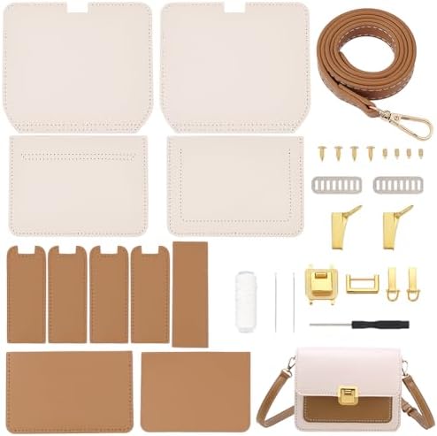 WADORN Kit de Fabrication de Sacs à Bandoulière DIY, Sac à Bandoulière en Cuir PU, Ensemble de Matériaux de Fabrication, Bricolage, Kit Complet de Couture, Sac Fait à la Main, 19x7x15 cm, Beige – Image 8