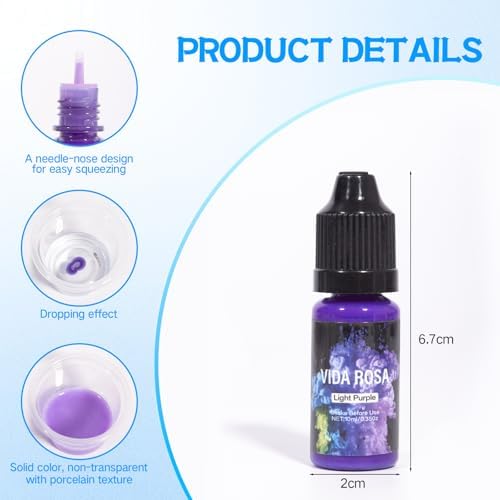 VIDA ROSA Pigments liquides pour résine époxy très concentrés - Colorant solide pour résine époxy - 18 couleurs - Pour loisirs créatifs en résine, bijoux en résine (10 ml chacun) – Image 3