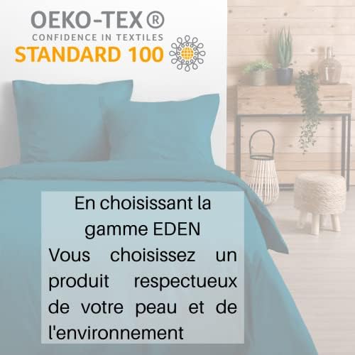 Lovely CASA - Taie d'oreiller -Taille 50x70 cm - 100% Coton certifié Oeko-Tex - Excellente qualité - Couleur Pétrole -Modèle Eden - Linge de Lit pour Maison - Doux et Confortable - Unisexe - Mixte – Image 6