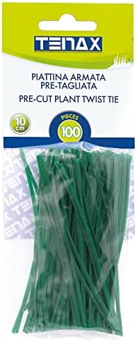 Tenax Liens en Plastique Armés et Prédécoupés, 10 cm, Couleur Verte, Paquet de 100 pièces, Fil en Acier Recouvert de PVC pour Ligatures, Plantes et Fleurs, Fermetures de Sacs et Paquets