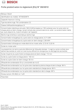Bosch WTN83209FR Série 4, Sèche-linge à condensation, 8kg, 112 L, Design Antivibration, Blanc – Image 6