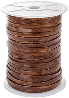 esnado Cordon de Cuir Plat 5 mm x 1,5 mm Couleur : Marron Clair Antique Longueur 10 m – Image 8