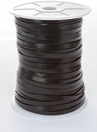 esnado Cordon de Cuir Plat 5 mm x 1,5 mm Couleur : Marron Clair Antique Longueur 10 m – Image 18