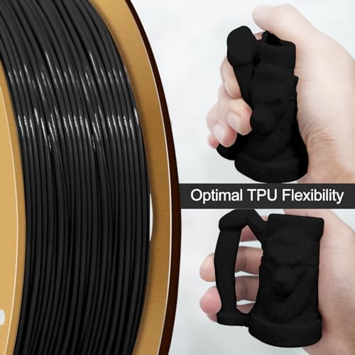 Eono Filament conducteur TPU 1,75 mm (± 0,03 mm) 2,2 lb (1 kg) pour imprimante 3D, filament flexible électrolconducteur noir – Image 4