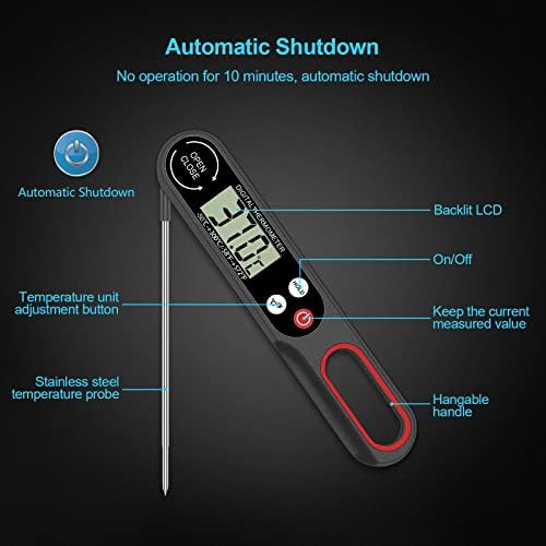 Thermometre Cuisine Patisserie Thermomètre Alimentaire Viande Lecture Instantané Thermomètre Sonde Longue avec Écran LCD Pour Cuisson Cuisson Pâtisserie Barbecue Viande Lait – Image 5
