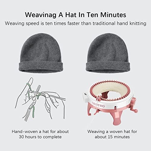 SENTRO Machine à tricoter, 48 aiguilles tisser rond, machines planche tricoter rotative double kit de pour adultes/enfants, bricolage, écharpe, chapeau, chaussettes – Image 3