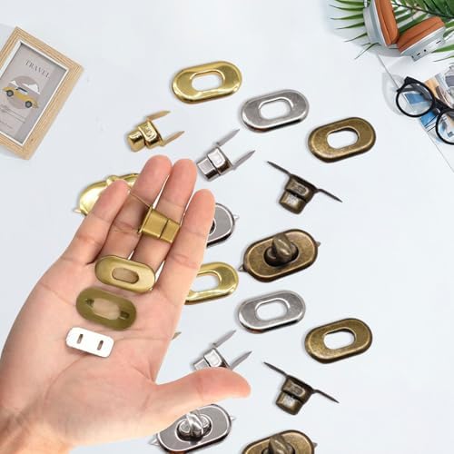Aweisile 15 Sets Fermoir Tourniquet Fermoir Sac Fermoirs Verrouillage Twist Fermoir Sac à Main Serrures Turn Locks pour Le Bricolage Artisanat en Cuir Sac à Main Sac Matériel – Image 3