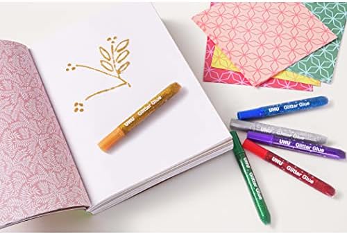 UHU Glitter Glue originale - Idéale loisir créatif, formule adaptée pour les enfants, lavable, multicolore, 6 tubes 10ml – Image 3