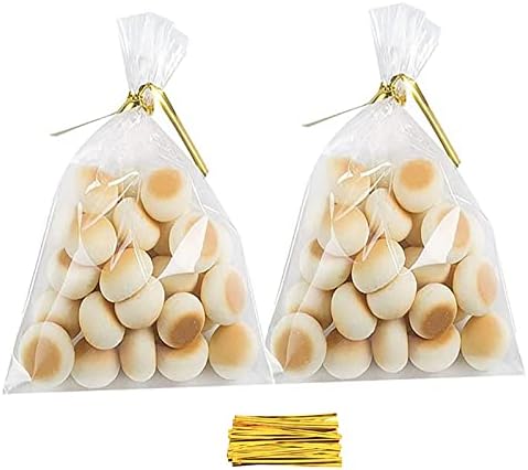 Sac Plastique Transparent 100pcs 8x12cm,avec Liens Torsadés 100 pcs,Sachet Cellophane Sachet Transparent Cadeau pour Emballage cadeau de fête, Cadeaux de mariage, Cadeaux d'anniversaire pour enfants