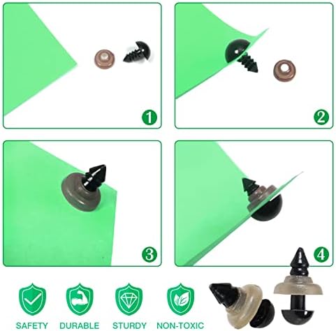 TOAOB 150pcs Yeux de Sécurité amigurumis 6mm Yeux de Poupée en Peluche en Plastique Rond Noir avec Rondelles pour Marionnette DIY Artisanat Bijoux – Image 5