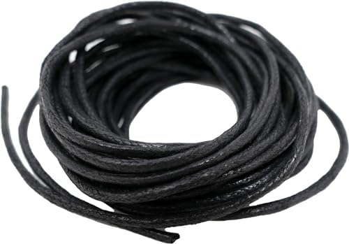The Bead Shop Cordon en coton ciré pour fabrication de bracelets, colliers et bijoux - Noir - 1 mm x 5 m - Pour Shamballa macramé