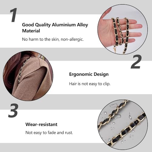 2 Pièces Chaîne Sac à Main, Chaîne de Sac à Main 120 cm, Chaîne de Remplacement Or Noir, Chaine pour Sac a Main en Métal en Cuir PU, Chaine Sac Or, Remplacement de Sac à Main pour Sac, Sac Bandouliere – Image 5