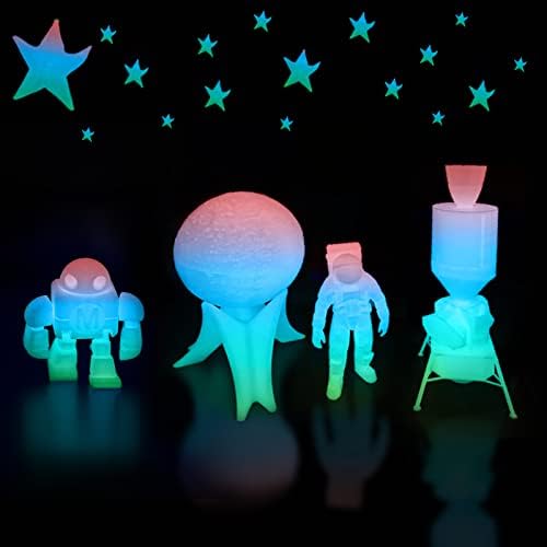 iSANMATE Filament PLA 1.75 empaqueter, Filament Imprimante 3D PLA Glow in the Dark Filament multicolore, bleu, vert, bleu clair, Dimensionnelle +/- 0.03 mm, 250gX4 Spool – Image 4