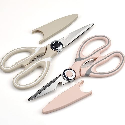 Ciseaux Cuisine, Ciseaux Cuisine Robustes, Professionnel Acier Inoxydable Ciseaux,Multiusage Ciseaux avec Couvercle pour Poulet Poisson Légumes et BBQ, Décapsul (Blanc & Rouge) – Image 16