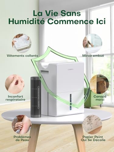 CONOPU Deshumidificateur d Air 2700ML, Déshumidificateur Maison 20m², Double Contenant Déshumidifiant, Mode Séchage, Mode Sommeil 30db, Dégivrage Intelligent, Minuteur 24 Heures – Image 2