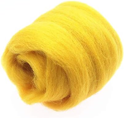SM SunniMix Laine Cardée à Feutrer, Kit Feutrage Aiguille DIY Peluches Cadeau pour Enfant, Jaune foncé – Image 7