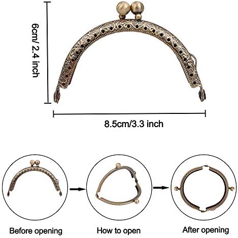 MengH-SHOP Arc en Métal Cadre Baiser Fermoir Serrure Semi-Circulaire Sac À Main Sac Cadre Fermoir Serrure Fermoirs Craft Cadre pour DIY Porte-Monnaie Faisant 10 Pièces (Bronze) – Image 7