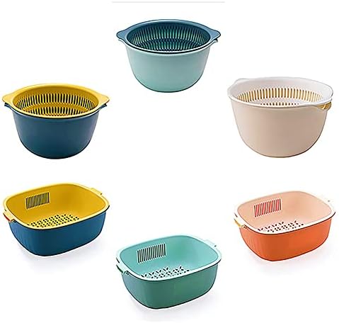 Youka Panier de vidange pour passoire de cuisine, ensemble de bols de passoire 2 en 1, double couche en plastique PP sans BPA détachable pour laver les légumes et les fruits – Image 6