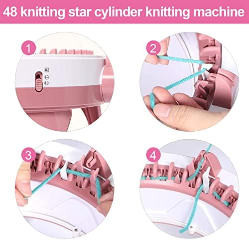 Uennm Machine à Tricoter, 48 Aiguilles à Tisser Intelligente Machines à Tricoter Rondes, Adultes et Enfants Planche à Tricoter Double métier à Tricoter Rotatif pour Chaussettes Chapeau écharpe (B) – Image 5
