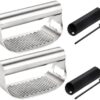Mino Plus Presse-ail,coupe ail inox,Garlic Press Rocker Crusher,Éplucheur d'ail professionnel,Concasseur à ail avec Outil Éplucheur en silicone (2 pièce)