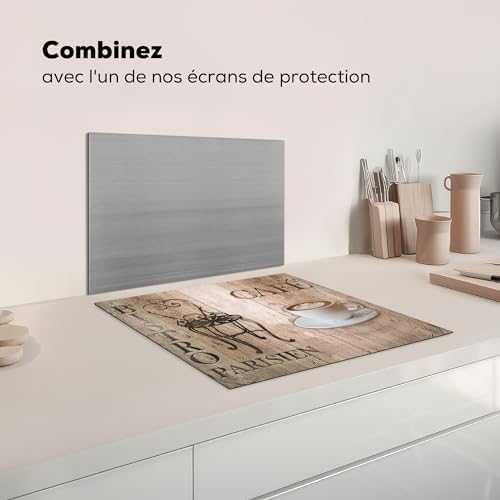 KitchenYeah© Protege Couvre Plaque De Cuisson Décoration Cuisine Tapis Protection Protecteur Induction 60x52 cm Bistro Parisien - Café - Café - Vendanges - 60x52 cm – Image 7
